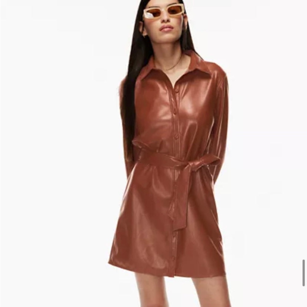Wilfred Caroline Belted Vegan Leather shirt dress